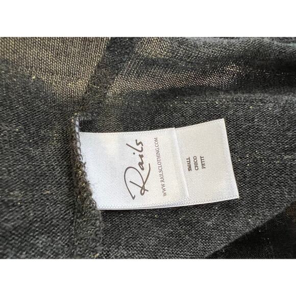 Rails Sami Drop Shoulder V Neck Long Sleeve Tee Charcoal Gray Stripe S - Picture 10 of 11